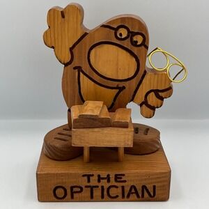 Don Mars The‎ Optician Wooden Figurine Character Glasses Holder Desk Decor 80s